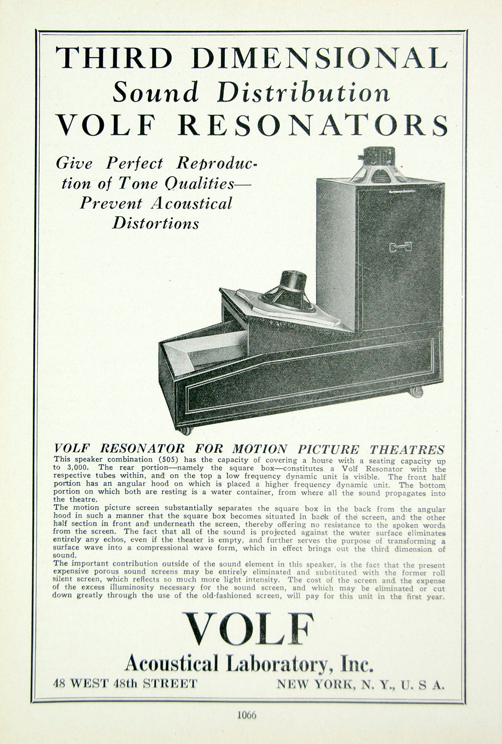 1936 Ad Vintage Volf Resonator Sound Distribution System Movie Theatre MOVIE3