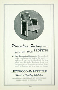 1936 Ad Vintage Movie Film Theatre Seating Seat Heywood Wakefield Boston MOVIE3
