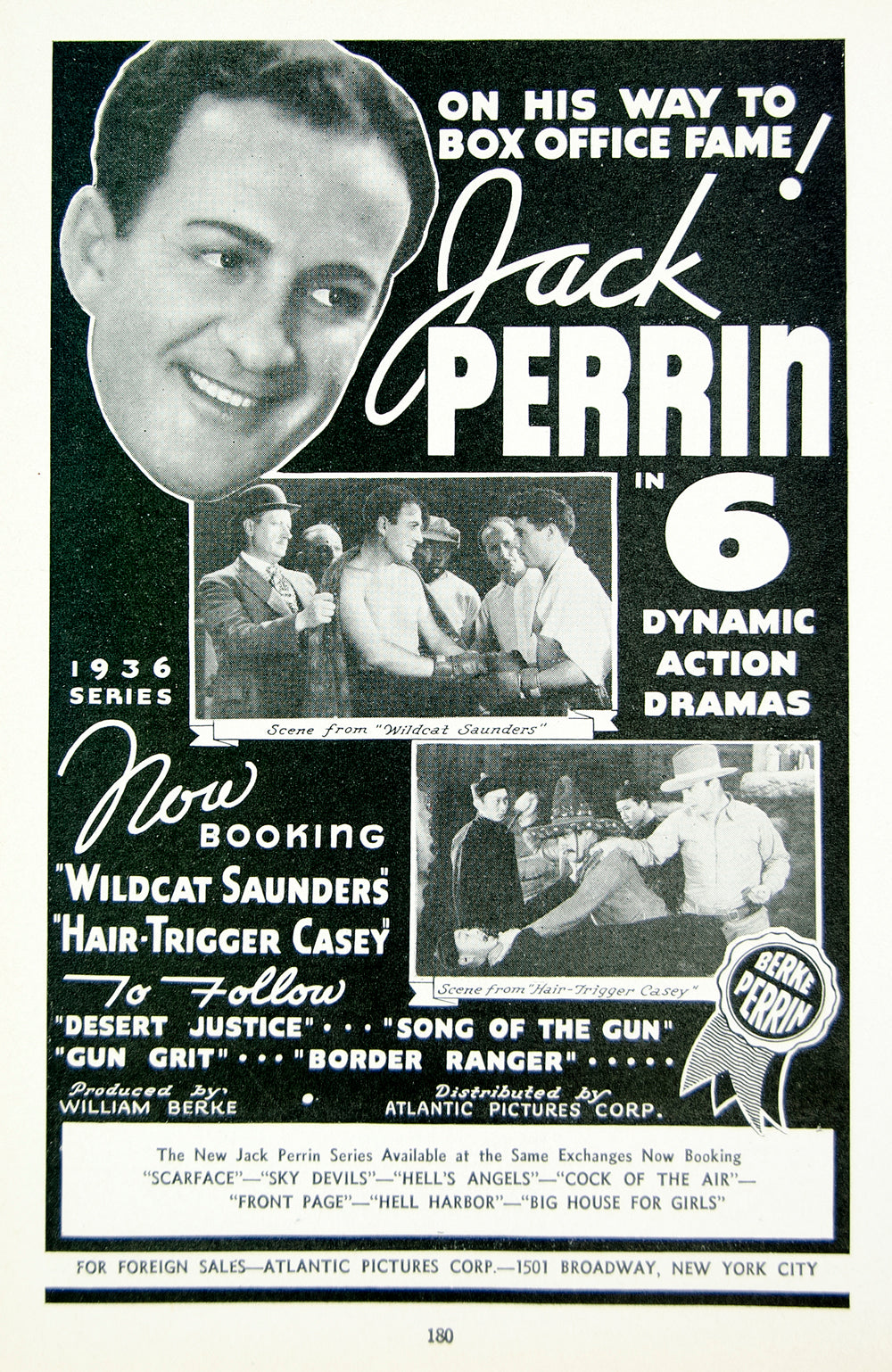 1936 Ad Jack Perrin Movie Westerns Films William Berke Motion Pictures MOVIE3