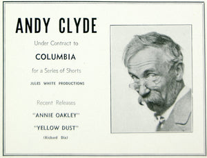 1936 Ad Andrew Allan Andy Clyde Movie Actor Scottish Booking Columbia MOVIE3
