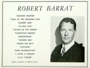 1936 Ad Robert Barrat Movie Film Character Actor Booking Warner Bros. MOVIE3