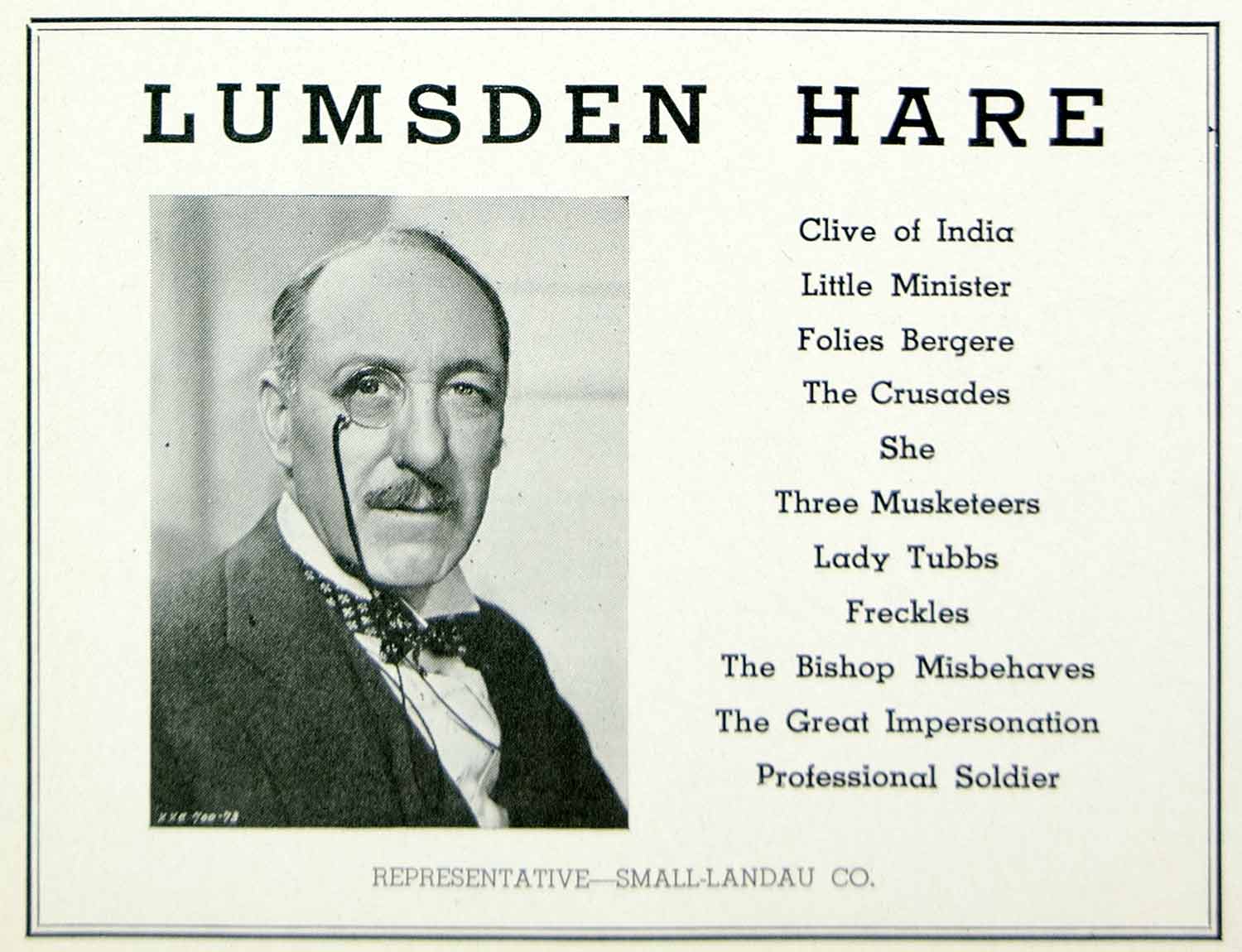 1936 Ad Francis Lumsden Hare Actor Irish Stage Film Booking Hollywood MOVIE3