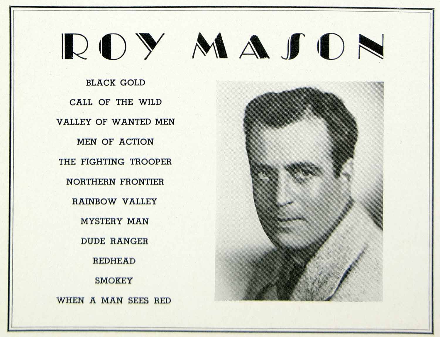 1936 Ad LeRoy Roy Mason Movie Actor B-Westerns Heavy Hollywood Booking MOVIE3
