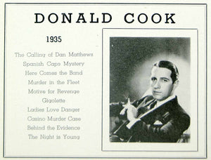 1936 Ad Donald Cook Actor Movie Film Stage Theatre Hollywood Booking MOVIE3