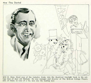 1936 Print Will H. Hays MPPDA President Movie Censorship Code Hap Hadley MOVIE3