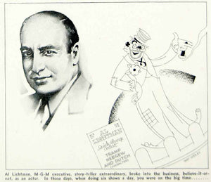1936 Print Al Lichtman MGM Executive Movie Film Producer Hap Hadley Art MOVIE3