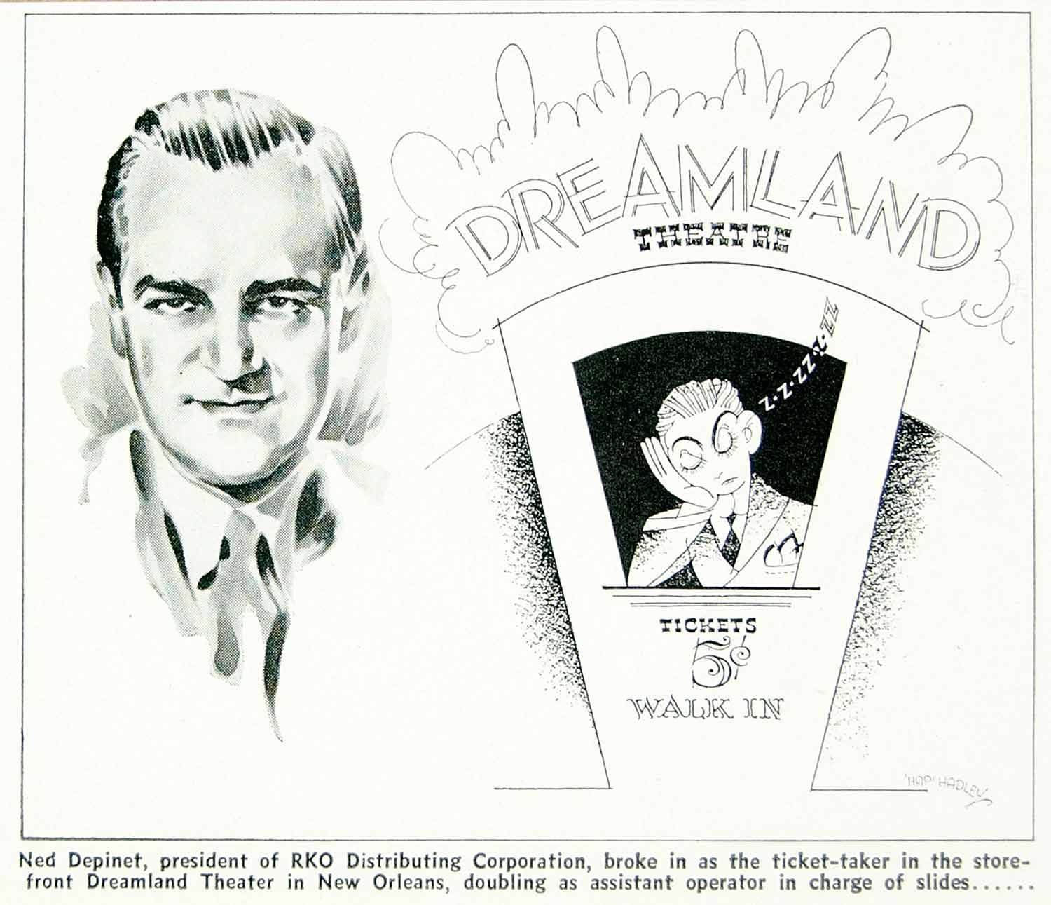 1936 Print Ned Depinet RKO Distributing Movies Films Hollywood Hap Hadley MOVIE3