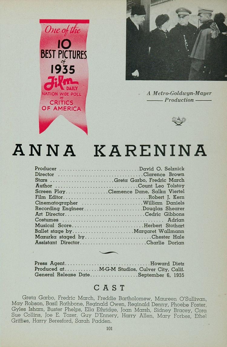 1936 Ad Anna Karenina Greta Garbo 1935 Movie MGM Film - ORIGINAL MOVIE