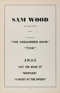 1936 Ad Sam Wood Director MGM Movies Night at the Opera - ORIGINAL MOVIE