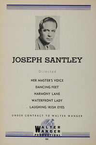 1936 Ad Joseph Santley Director Walter Wanger Films - ORIGINAL ADVERTISING MOVIE