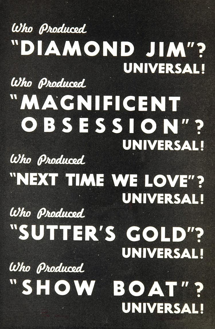 1936 Ad Universal Pictures Film Diamond Jim Show Boat - ORIGINAL MOVIE