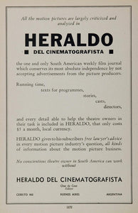 1936 Ad Heraldo del Cinematografista Journal Argentina - ORIGINAL MOVIE