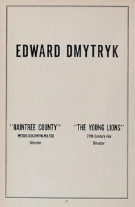 1958 Ad Edward Dmytryk Movie Director Raintree County - ORIGINAL MOVIE