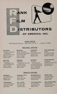 1958 Ad Rank Film Distributors of America RFD Offices - ORIGINAL MOVIE