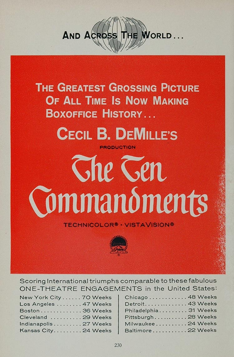 1958 Ad Paramount Pictures DeMille Ten Commandments - ORIGINAL ADVERTISING MOVIE