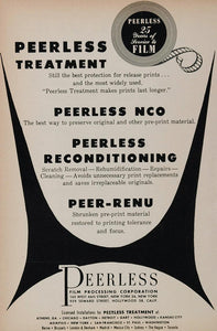 1958 Ad Peerless Film Processing Corporation NCO Movies - ORIGINAL MOVIE