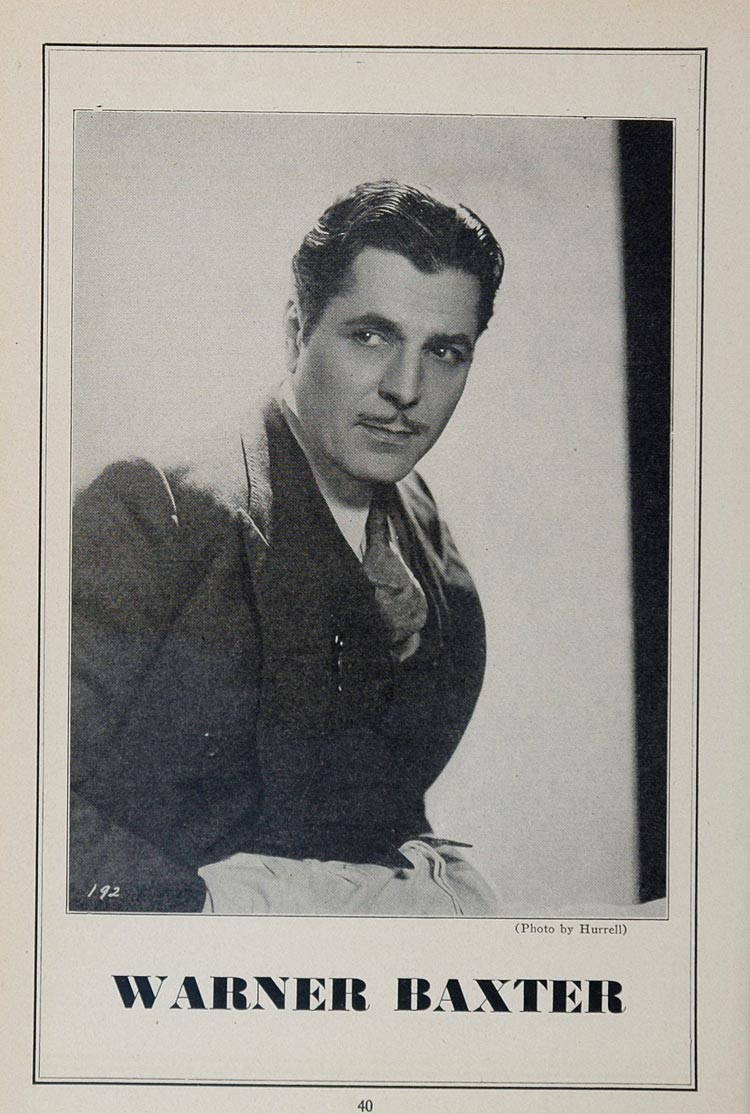 1936 Warner Baxter Movie Film Actor Portrait B/W Print - ORIGINAL MOVIE