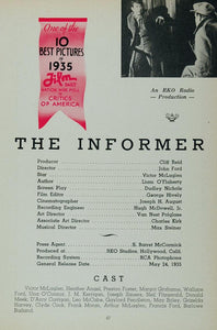 1936 Ad The Informer RKO John Ford Film Movie 1935 - ORIGINAL ADVERTISING MOVIE