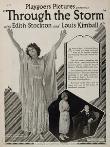 1922 Ad Edith Stockton Louis Kimball Silent Film Storm - ORIGINAL MP1