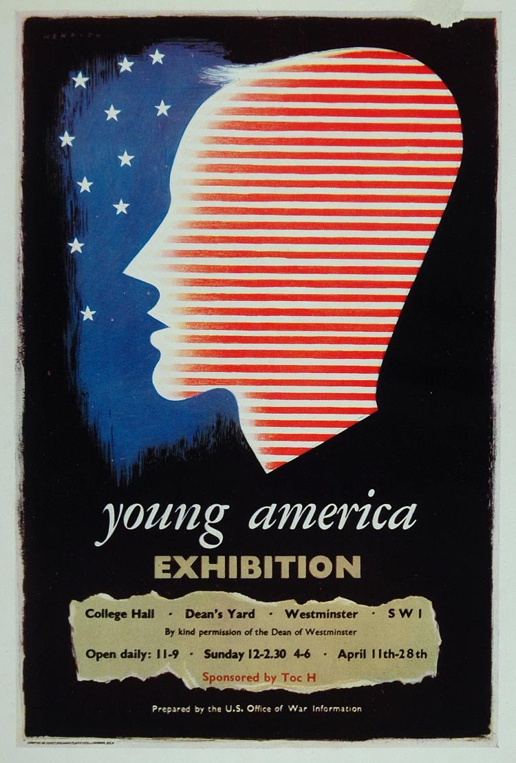 1945 Print Poster Young America Exhibit Henrion WWII Westminster MP2