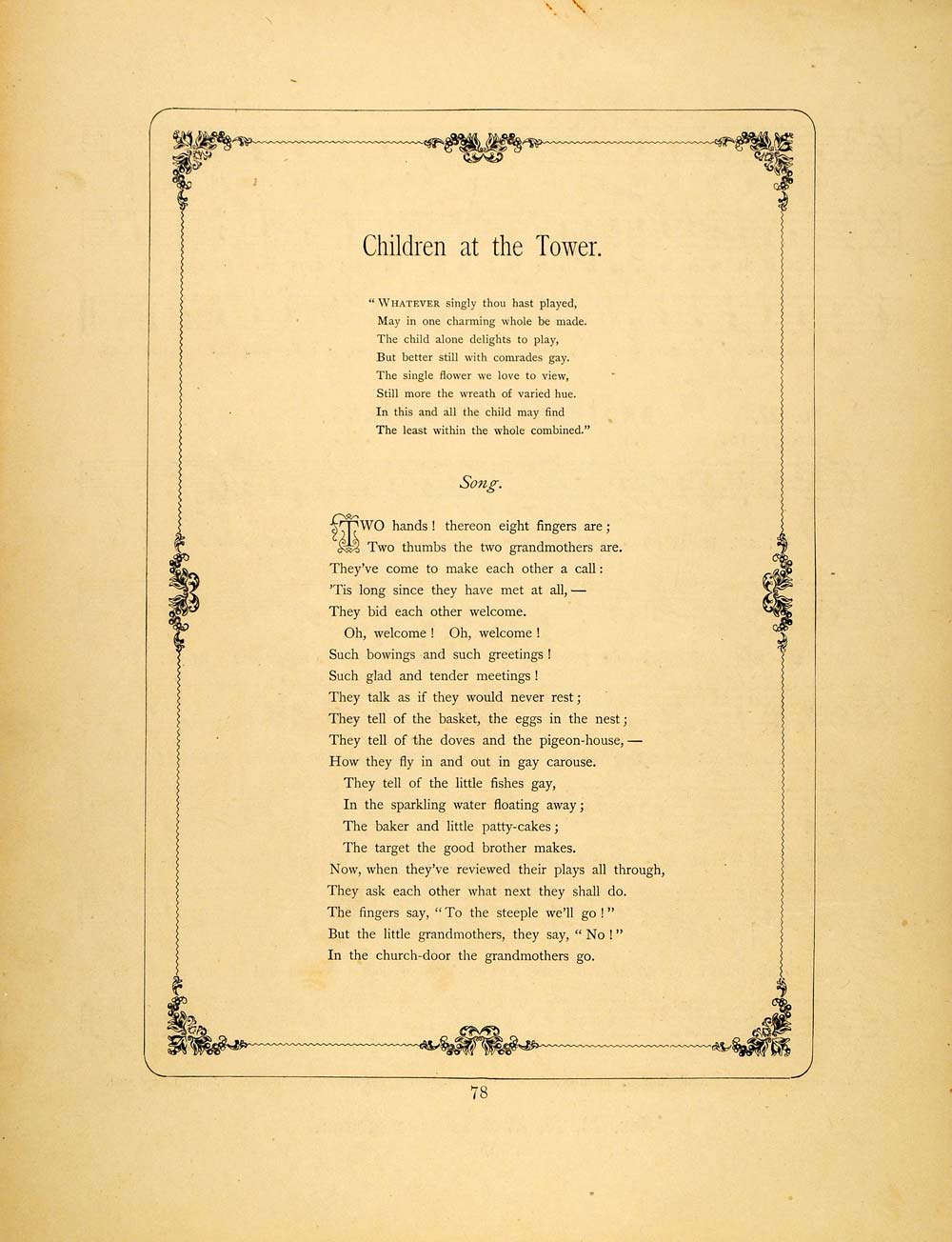 1879 Print Tower Children Medieval Friedrich Froebel - ORIGINAL HISTORIC MP3