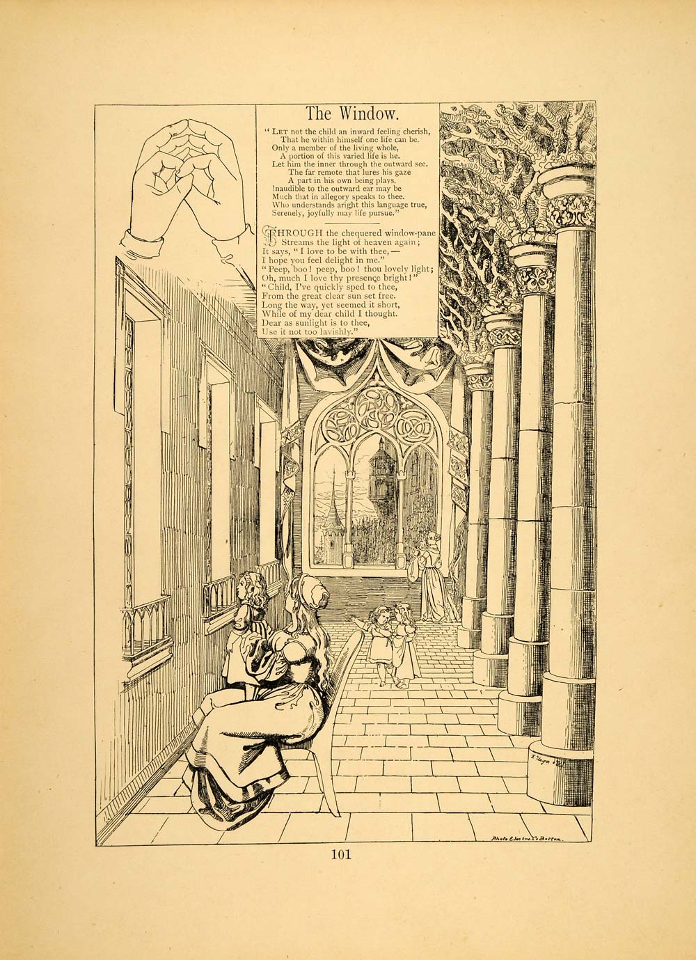 1879 Print Window Medieval Children Friedrich Froebel ORIGINAL HISTORIC MP3