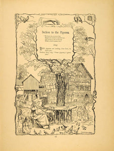 1879 Print Mother Pigeons Children Friedrich Froebel - ORIGINAL HISTORIC MP3