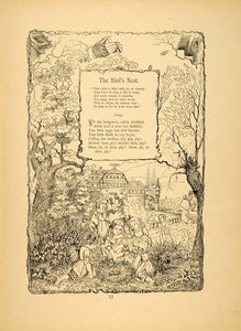 1879 Print Birds Nest Baby Children Friedrich Froebel ORIGINAL HISTORIC MP3