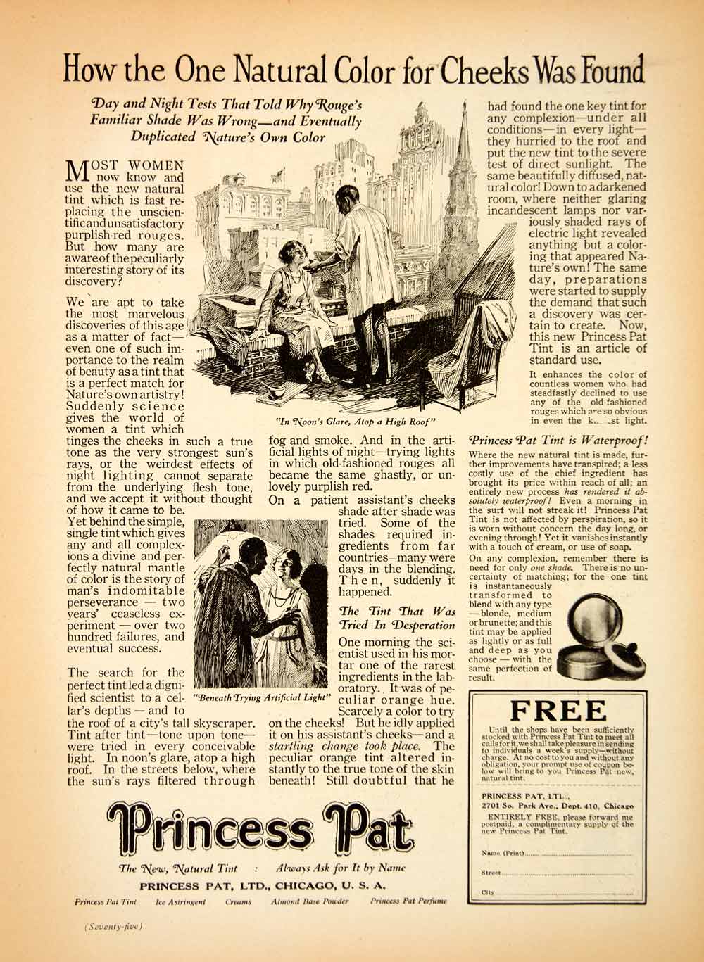 1923 Ad Princess Pat Rouge Make Up Beauty Women Tint Cream Powder Perfume MPC1