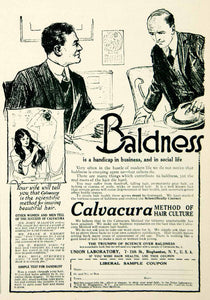 1917 Ad Calvacura Method Hair Culture Baldness Men Union Laboratories Women MPC1
