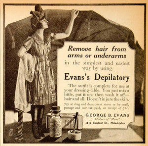 1919 Ad George Evans Depilatory Hair Removal Women Beauty Portrait Fashion MPC1