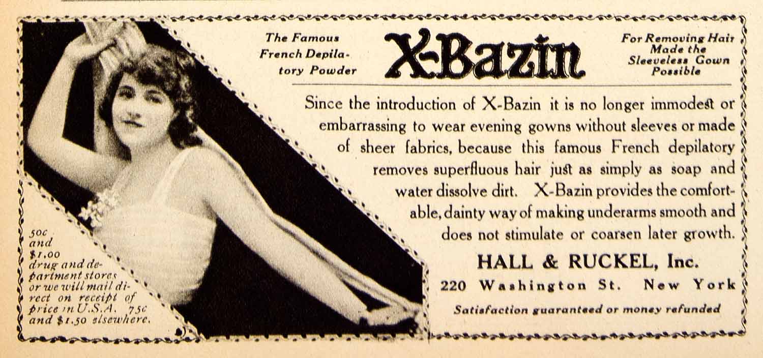 1919 Ad X-Bazin Hair Removal French Depilatory Powder Hall Ruckel Women MPC1