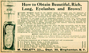 1919 Ad M. Trilety Eyelash Eyebrow Beautifier Bottle Health Binghamton New MPC1