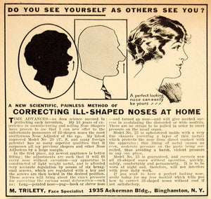1923 Ad M. Trilety Face Specialist Nose Corrector Portrait Profile View MPC1
