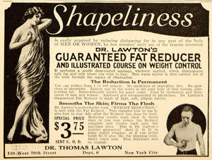 1923 Ad Dr. Thomas Lawton Guaranteed Fat Reducer Weight Control Beauty MPC1
