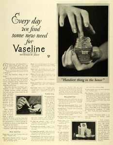 1927 Ad Chesebrough Manufacturing Co Vaseline White Petroleum Jelly Fist MPR1