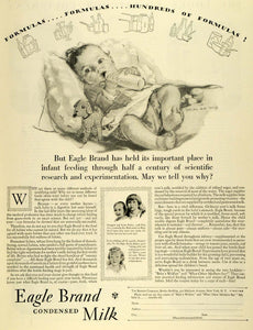 1928 Ad Borden Co Eagle Brand Condensed Milk Can Formula Baby Food Product MPR1