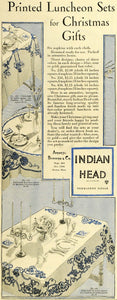 1927 Ad Amory Browne & Co Indian Head Cloth Fabrics Christmas Table Sets MPR1
