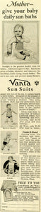 1928 Ad Earnshaw Sales Co Vanta Sun Suits Baby Swimsuit Clothing Infant MPR1