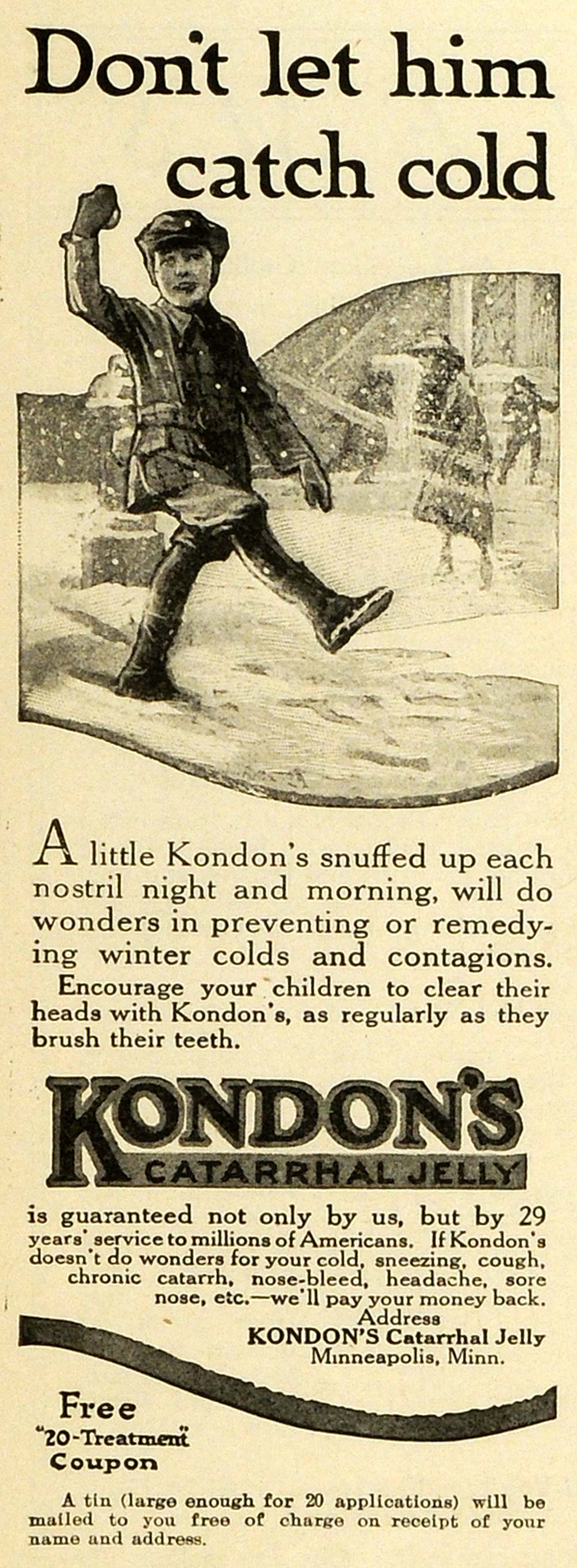 1919 Ad Kondon's Catarrhal Jelly Congestion Remedy Cold Minneapolis MPR1