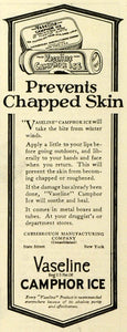 1923 Ad Chesebrough Manufactering Co Vaseline Camphor Ice Skin Care MPR1