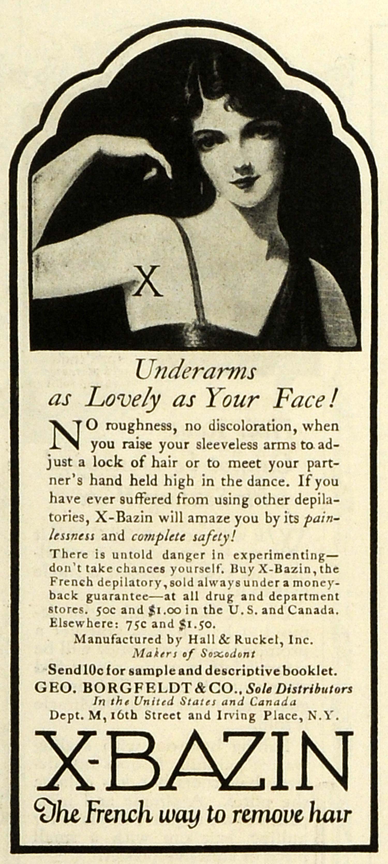 1923 Ad Geo Borgfeldt & Co X-Bazin French Depilatory Hair Removal Unwanted MPR1