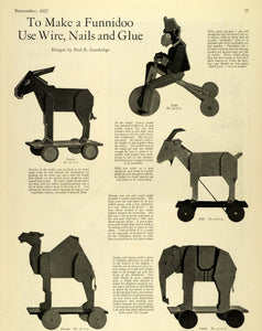 1927 Article Funnidoo Children Toys Rolling Vintage Wild Animals Sancho MPR1
