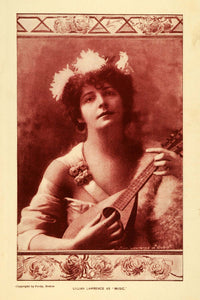 1900 Print Actress Lillian Lawrence Portrait Music Instrument Lute Player MTR1