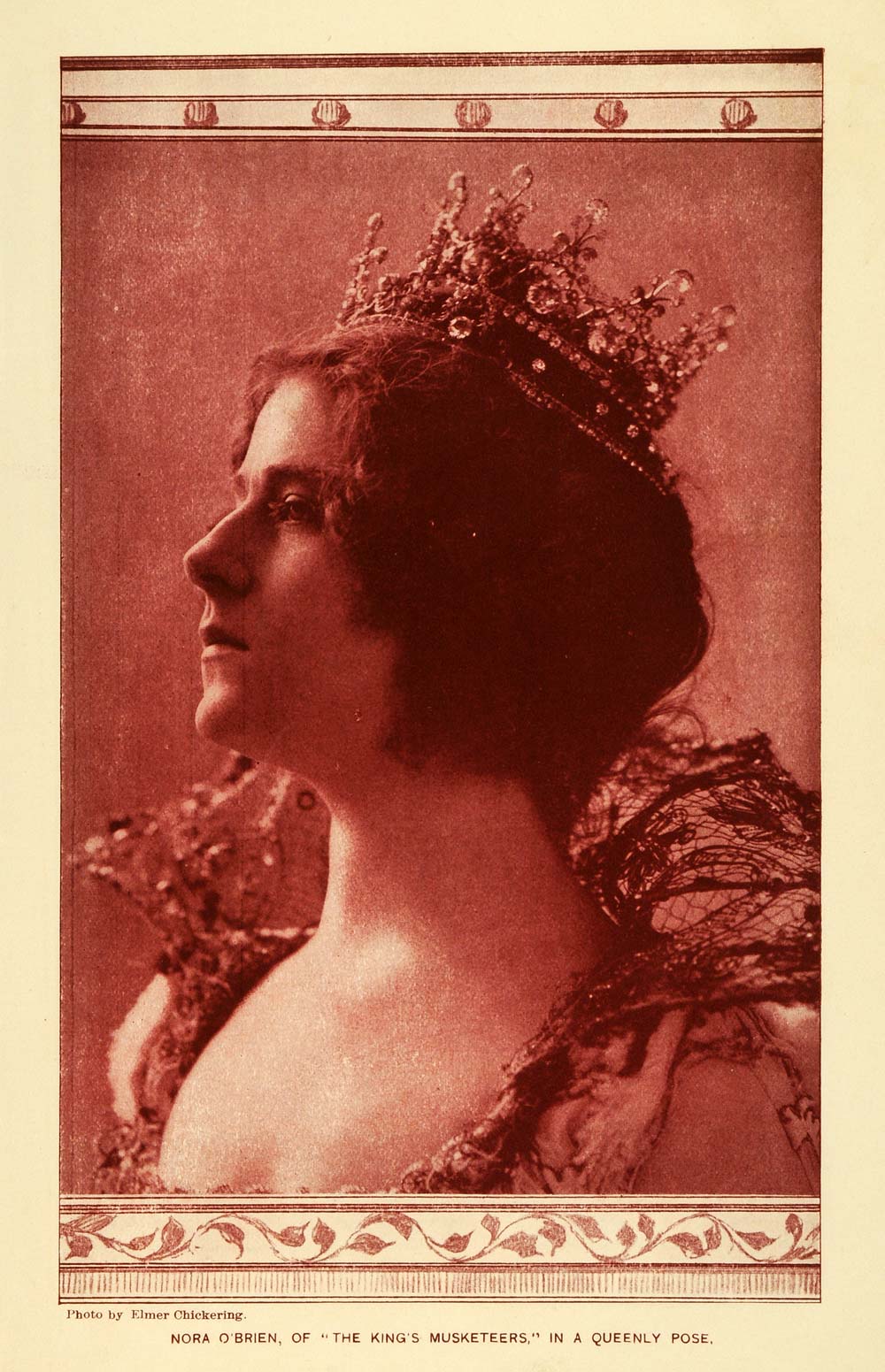 1900 Print Stage Actress Nora O Brien Portrait Queen Jewel Crown King MTR1
