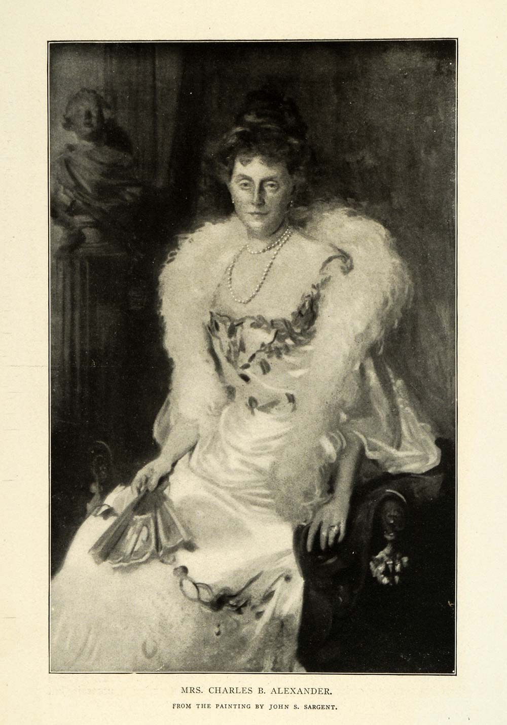 1904 Print Mrs. Charles B. Alexander Portrait Fashion Dress John S. Sargent MTR1