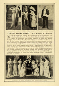 1909 Print New York Play Girl Wizard H. Manners J. Edwards Cast Stage MTR1