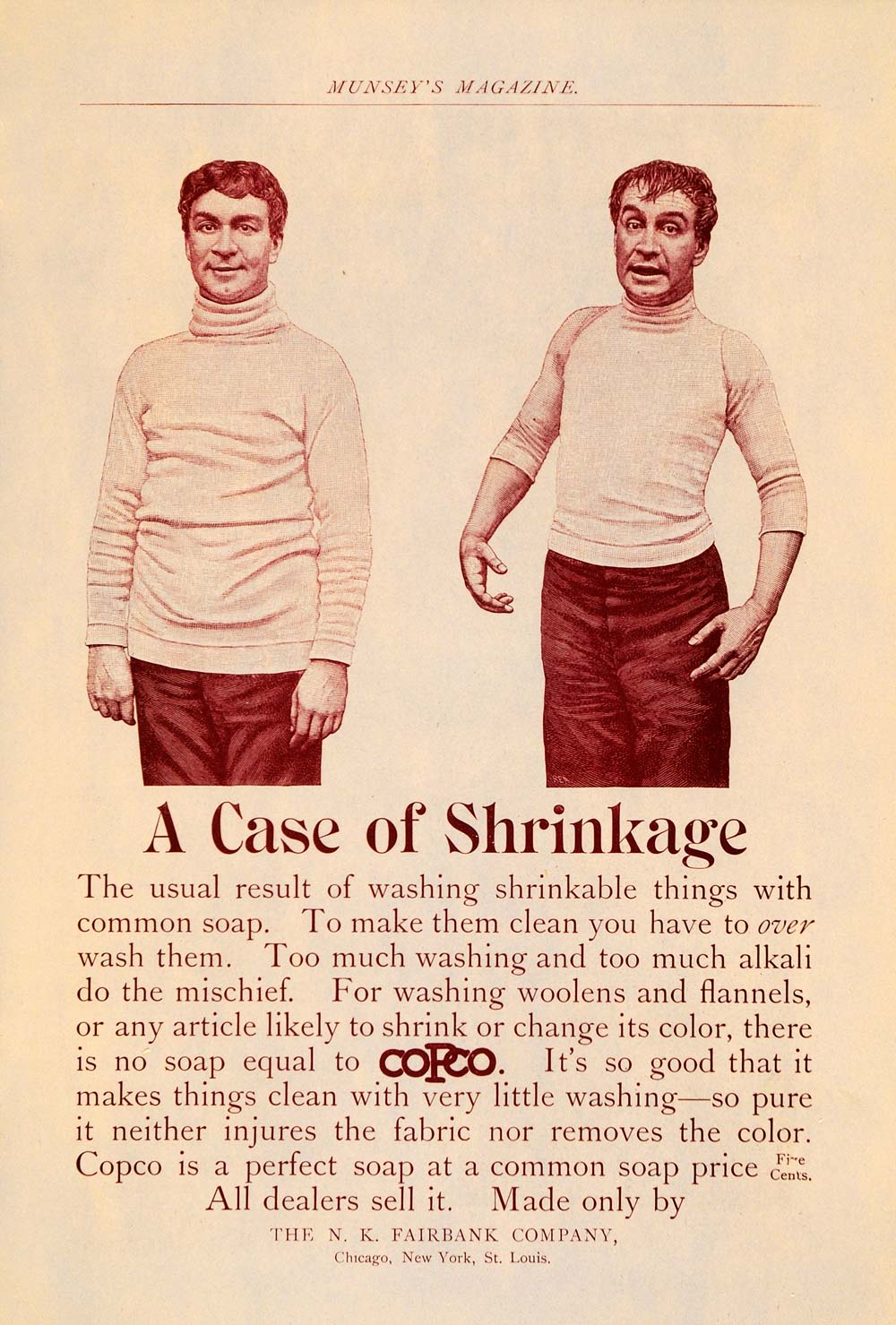 1895 Ad Copco Clothes Wash Soap N K Fairbank Company - ORIGINAL ADVERTISING MUN1