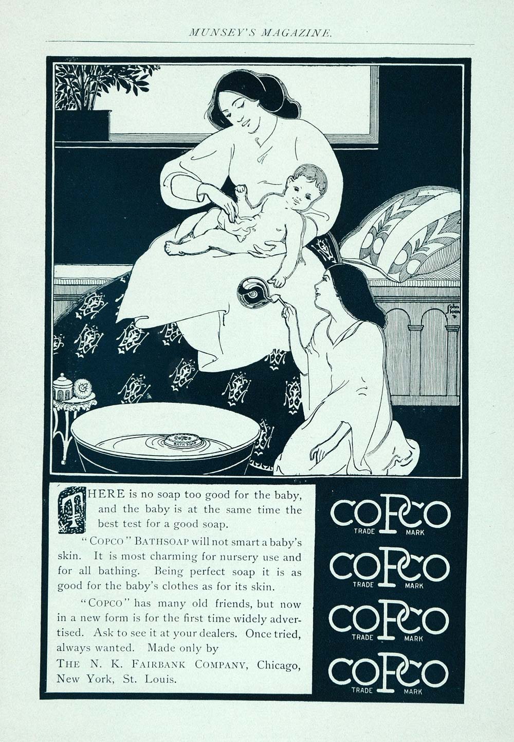 1895 Ad Copco Baby Bath Soap Bar N K Fairbank Company - ORIGINAL MUN1