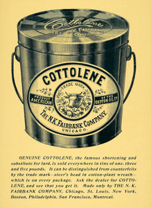 1895 Ad Cottolene American Cotton Oil Company Fairbank - ORIGINAL MUN1